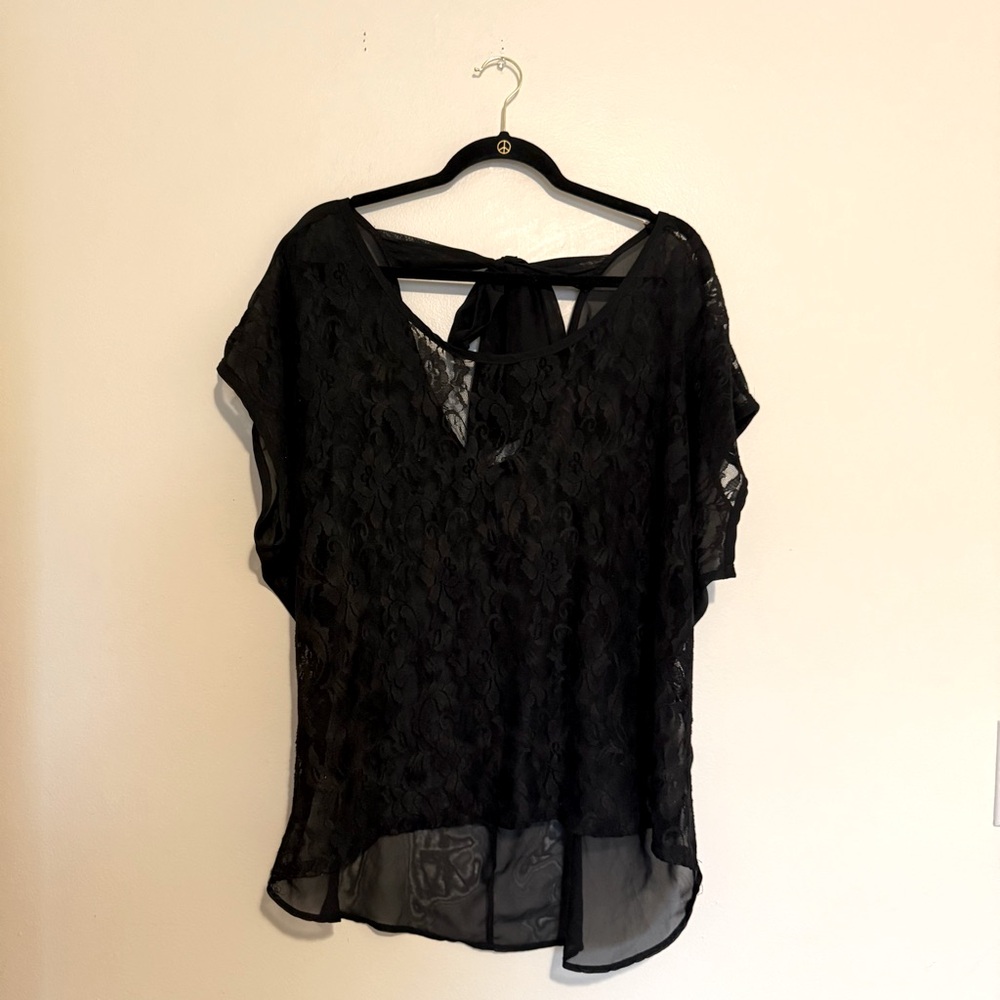 Fashion to Figure | Black Sheer Lace Blouse